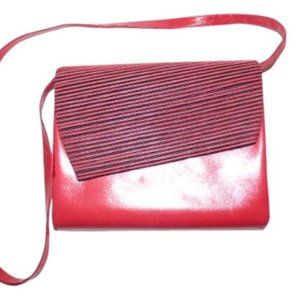 Bally Red And Black Patent Leather Designer Purse Cross Body Bag